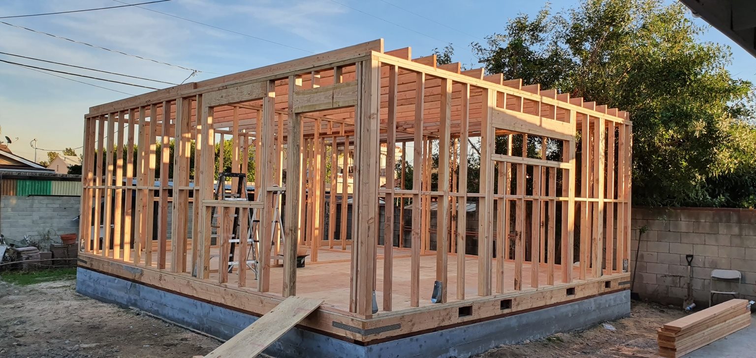 Wood framing for a new structure